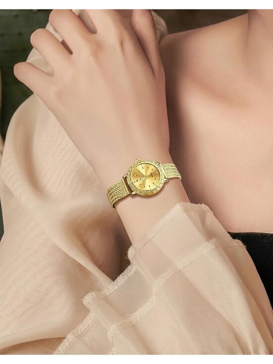 Women\'s Gold band /Gold dial Diamond Fashion Elegant Chronograph Wrist Watch